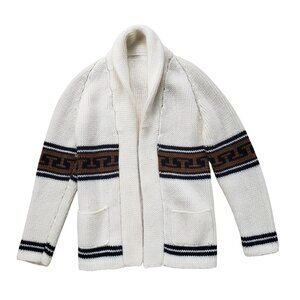 Vintage Chunky Knit Cowichan Cardigan Sweater Shawl Collar Big Lebowski Small